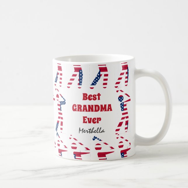 GOLF FAN Best GRANDMA Ever Personalised USA Flag Coffee Mug (Right)