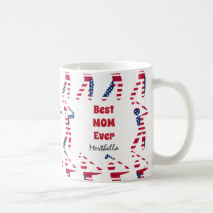 GOLF FAN Best MOM Ever Personalised USA Flag Coffee Mug