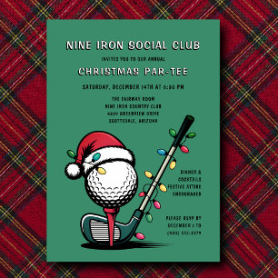 Golf Festive Christmas Holiday Par-tee Green  Invitation