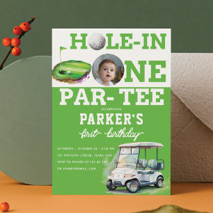 Golf First Birthday Partee Photo Invitation