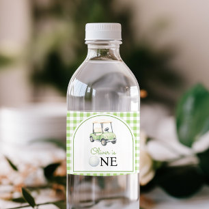 Golf First Birthday Party Green Water Bottle Label