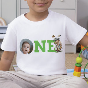 Golf First Birthday Photo Personalised Baby T-Shirt