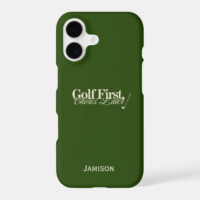 'Golf First, Chores Later' Funny Classic Green  (Back)