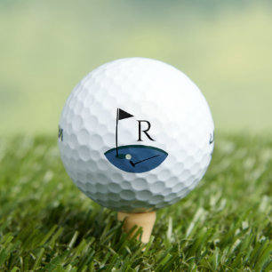 Golf Flag and Club Monogram initial Balls