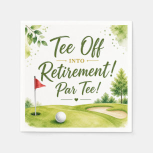 Golf flag at putting green for Retirement Napkin
