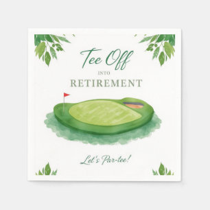Golf flag at putting green for Retirement Napkin