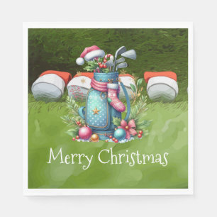 Golf flag Christmas with lots of Ball golfer Napkin
