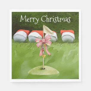 Golf flag Christmas with lots of Ball golfer Napkin