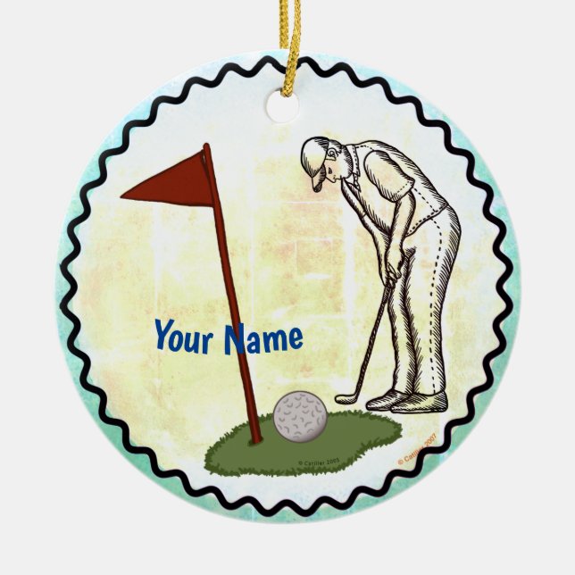 Golf Flag golf Ceramic Tree Decoration (Front)