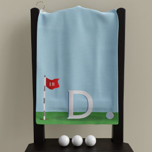 Golf Flag Monogram Funny Putting Green Golf Towel
