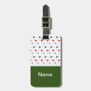 Golf flag red and green with golfer name luggage tag