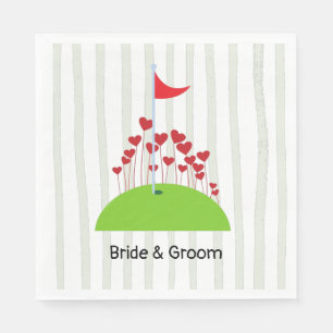 Golf flag with lots of love red heart golf wedding napkin