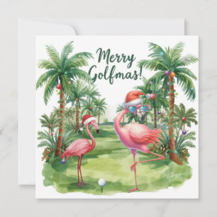 Golf Florida Merry Christmas with Santa Flamingo