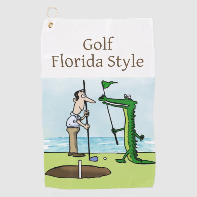 Golf Florida Style with Alligator Caddie Golf Towel (Front)
