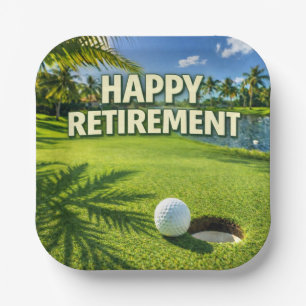 Golf Florida themed Happy Retirement Paper Plate