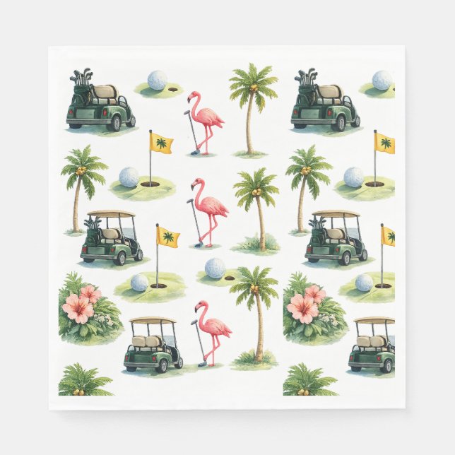 Golf Florida themed with flamingo Napkin (Front)