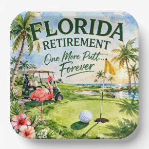 Golf Florida themed with flamingo Paper Plate