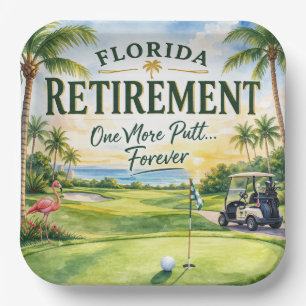 Golf Florida themed with flamingo Paper Plate