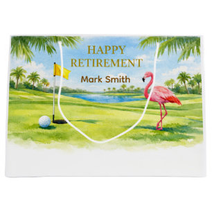Golf Florida themed with flamingo retirement Large Gift Bag