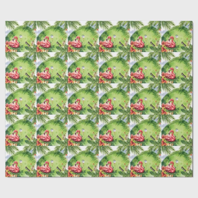 Golf Florida themed with flamingo retirement Wrapping Paper (Seam)