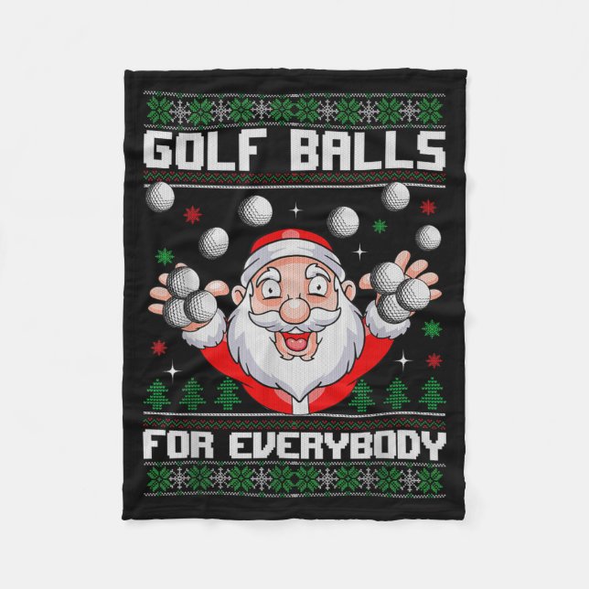 Golf For Everybody Santa Ugly Christmas Golfing  Fleece Blanket (Front)
