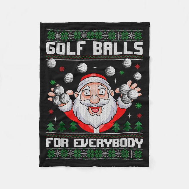 Golf For Everybody Santa Ugly Christmas Golfing  Fleece Blanket (Front)