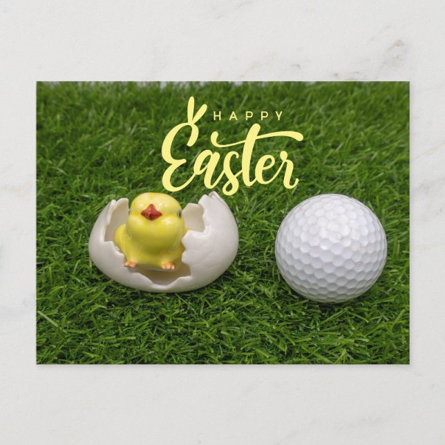 Golf for Happy Easter with eggs and golf ball Card (Front)