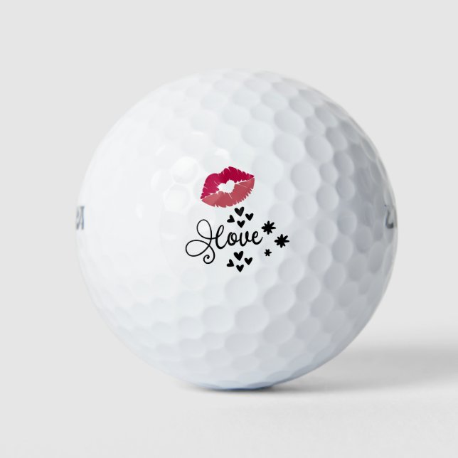 Golf for lover with kisses red lips Valentine's  G Balls (Front)