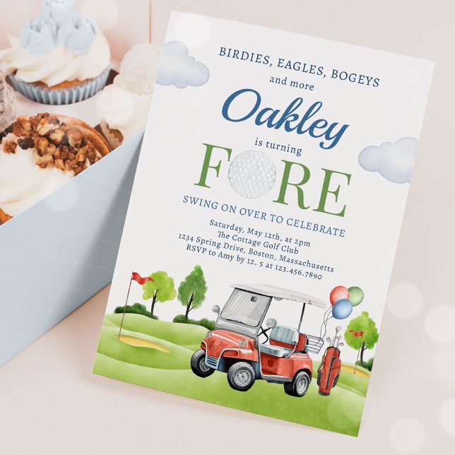 Golf Fore Birthday Golf Golfing 4th Birthday Party Invitation (Creator Uploaded)