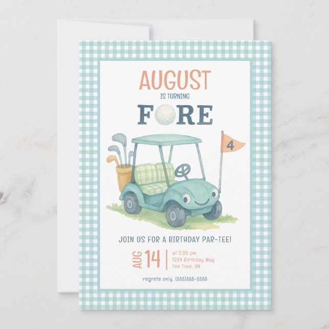 Golf Fore Boy Photo 4th Birthday Invitation (Front)