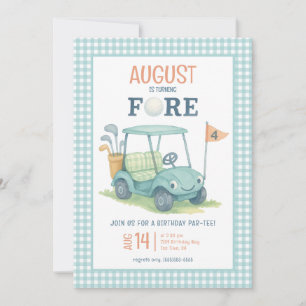 Golf Fore Boy Photo 4th Birthday Invitation
