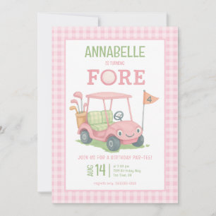 Golf Fore Girl Photo 4th Birthday Invitation