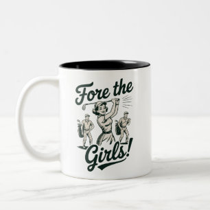 Golf Fore The Girls Cute Funny Golfing Ladies Two-Tone Coffee Mug