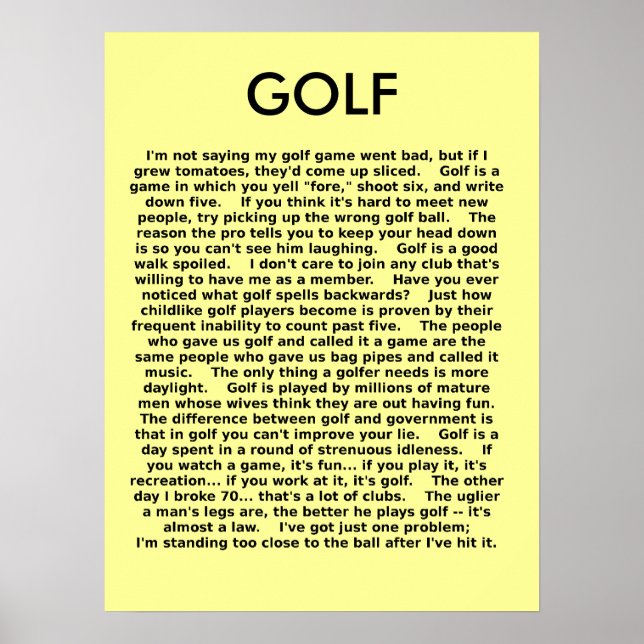 Golf Funny Poster Humour (Front)
