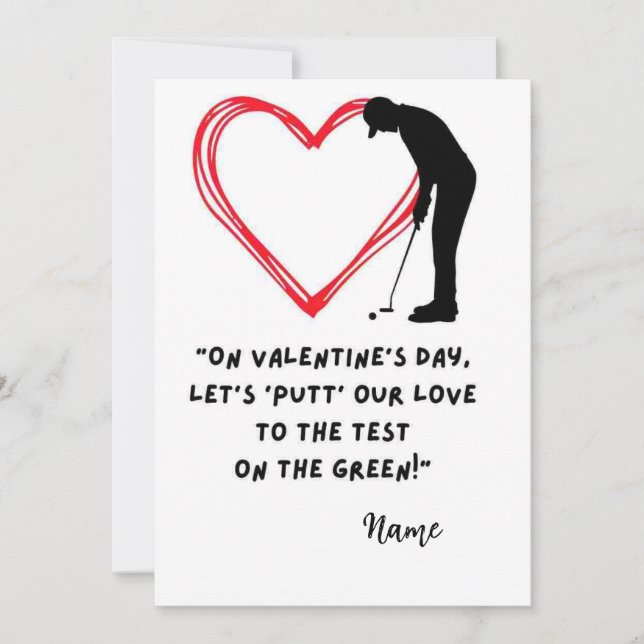 Golf Funny Quotes for Golfer Valentine's Day Holiday Card (Front)
