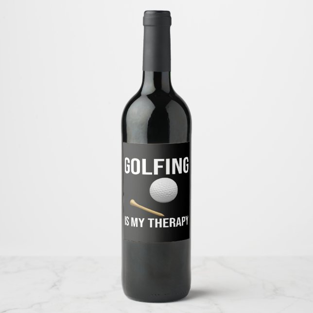 Golf  Funny Quotes golfing is my therapy Wine Label (Front)