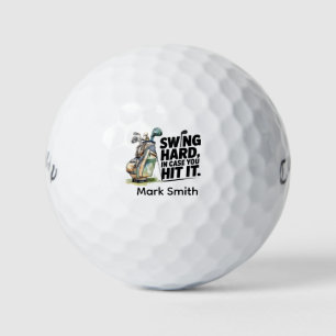 Golf funny saying with golf bag for golfer balls