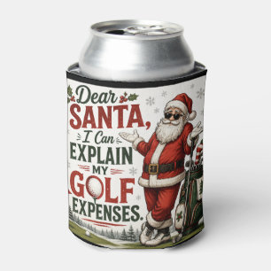 Golf Funny Saying with Santa Claus Can Cooler