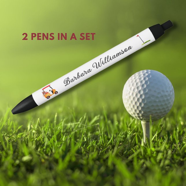 Golf Gal Cart Clubs Flag Personalised Name Pen (Creator Uploaded)