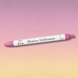 Golf Gal Pink Cart Flag Personalised Name Pen