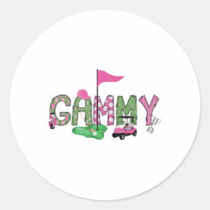 Golf Gammy Pink Hole In One Golf 1st Birthday Girl Classic Round Sticker