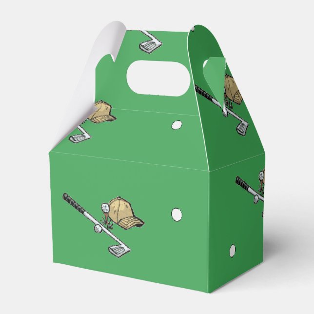 Golf gear on green favour box (Front Side)