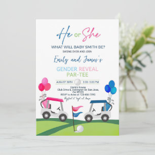 Golf Gender Reveal Invitation He or She Golfing In
