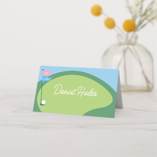 Golf Gender Reveal Par Tee Folded Tent Cards (Front)