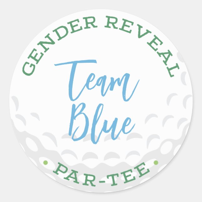 Golf Gender Reveal Par-Tee Stickers - Team Blue (Front)