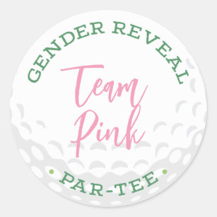 Golf Gender Reveal Par-Tee Stickers - Team Pink