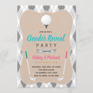Golf gender reveal theme invitation
