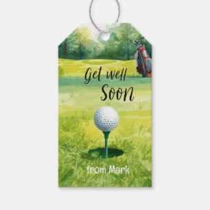Golf Get Well Soon Card – Watercolor Golf Course  Gift Tags