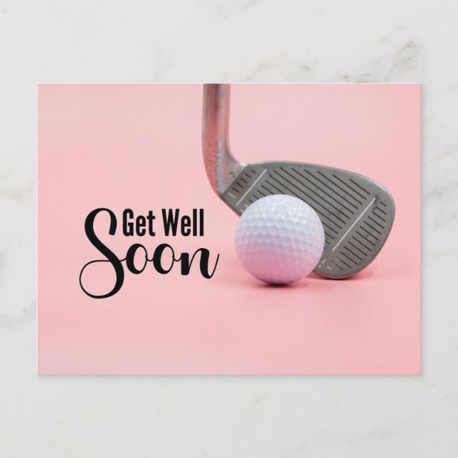 Golf Get well soon for woman Golfer pink theme Postcard (Front)