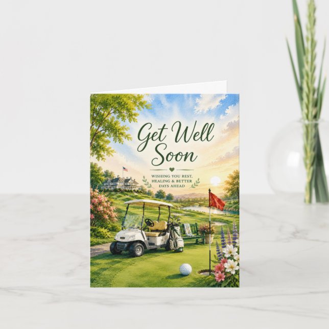 Golf Get well soon Golfer  Note Card (Front)